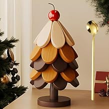 Wood Trivets for Hot Dishes, Tree Trivets for Hot Dishes, Wooden Christmas Tree Coasters, 5-Piece (Wood*1)