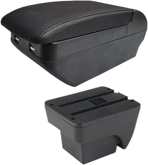 Compatible with Seat Ibiza 2018-2025 Armrest Box Compatible with Seat Ibiza 6j Ibiza 6L Car Armrest Auto Storage Box Retrofit Interior Car Accessories(H Black line 4USB)