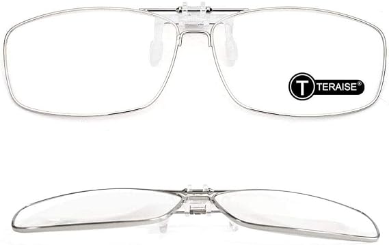 TERAISE Clip on Reading Glasses with Flip Up Function Metal Full Frame