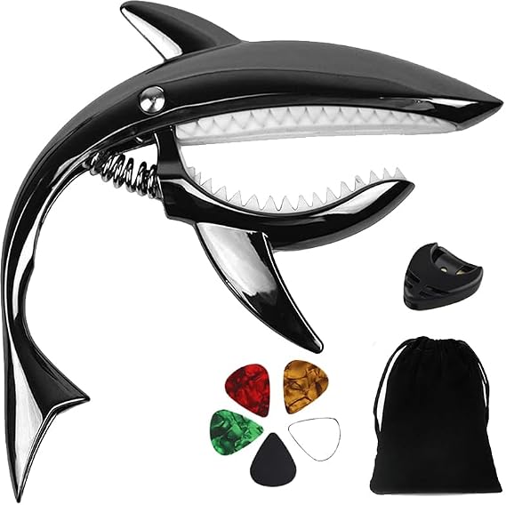 Guitar Capo Shark Capo for Acoustic and Electric Guitar,Ukulele with Good Hand Feeling, No Buzzing and Durable (Black)