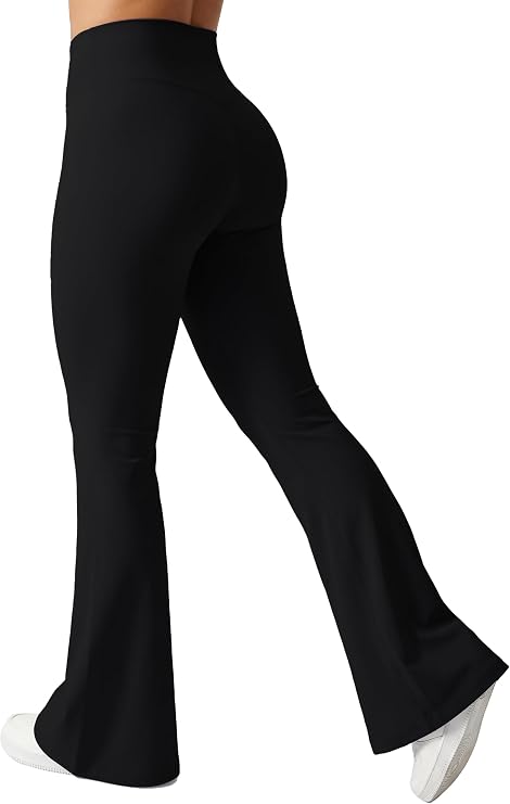AUROLA Fire Flare Leggings for Women, Crossover High Waisted Yoga Pants Tummy Control Wide Leg Bootcut Leggings