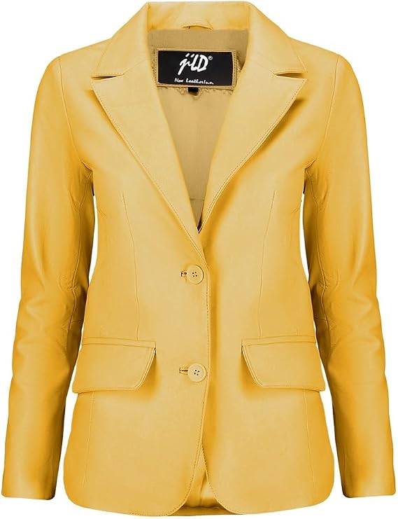 Jild Classic Style Leather Blazer Women - Casual Coat Leather Jacket Women