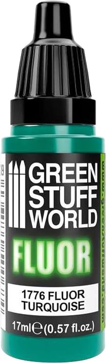 Green Stuff World Fluorescent Acrylic Paint Turquoise 1776 for Models and Miniatures