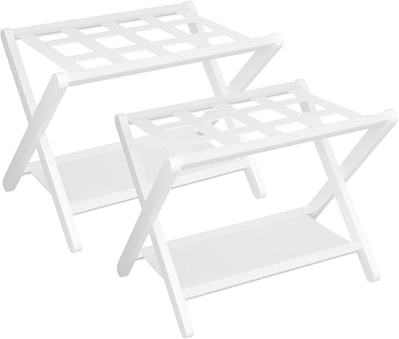 Heybly Luggage Rack Pack of 2, Suitcase Stand with Storage Shelf HLR010W2