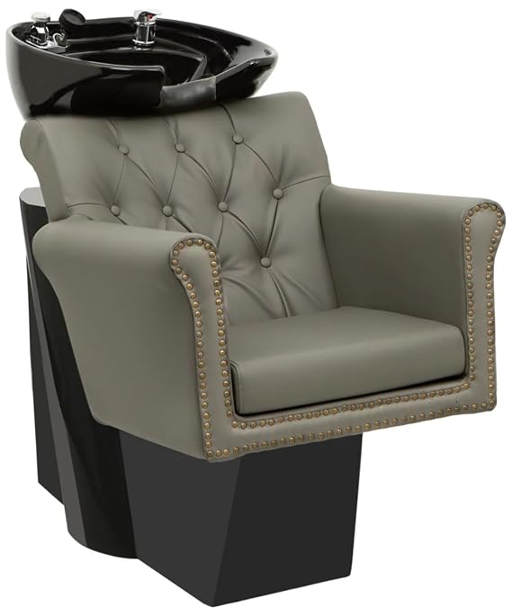 Chelsea Shampoo Backwash Unit with Porcelain Bowl Black Salon Chair