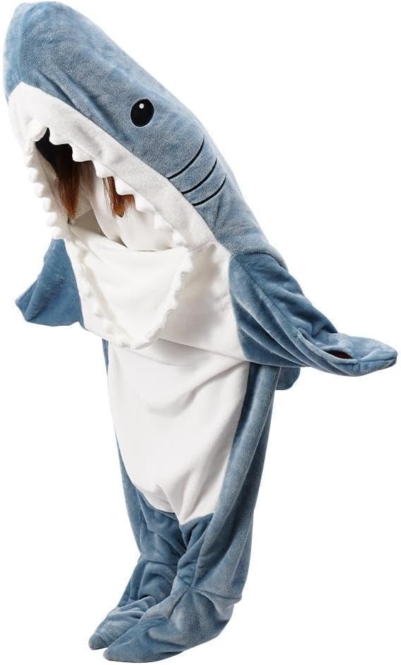 Adult Shark Pajamas Adult Cosplay Costume Shark One Piece Animal Pajamas (L (190x90cm) /74.8x35.4in),8-9