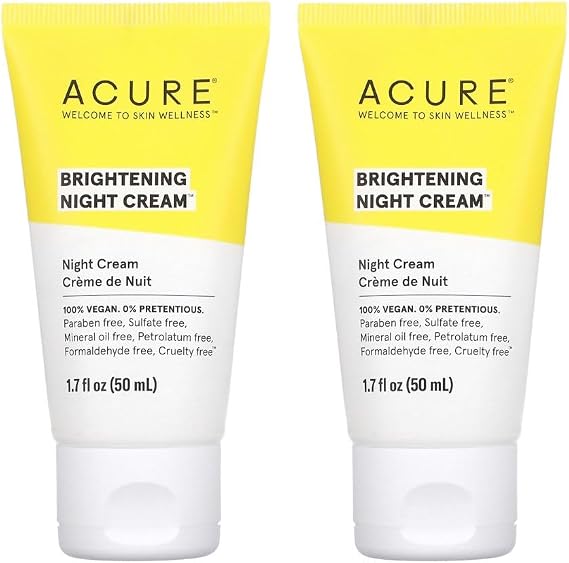 Acure Brightening Night Cream, 1.7 fl oz (50 ml) (Pack of 2)