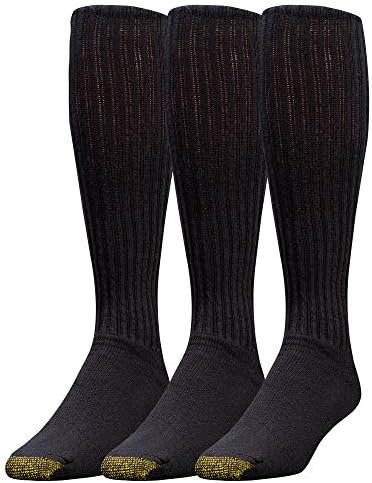 Gold Toe Mens Cotton Over the Calf Athletic Sock 3-Pack, Black, Size: 6-12 12