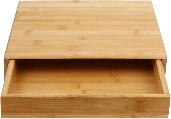 PartyKindom Wooden Tea Cake Storage Box Pu Erh Tea Cake Box with Drawer Breathable Packaging for Storage and Gift Packing 9.84 X 9.44 X 1.81 in