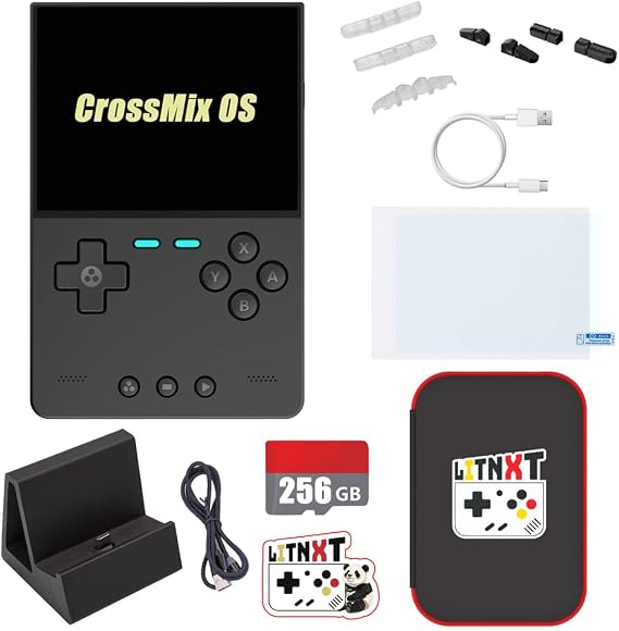 LITNXT TRIMUI BRICK with CrossMixOS Handheld Game Console, 3.2 inch IPS Retro Gaming Console Portable Retro Video Game Player with Accessories, Birthday Xmas Gift for Adults
