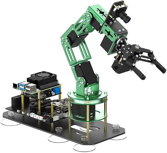 Yahboom Raspberry Pi 5 4GB Robot Arm Robot Kit AI Construction with 6DOF Camera Programming Ubuntu 22.04 ROS2 Compatible for Mechanical Engineers Dofbot with RPi5-4GB