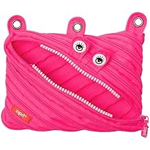ZIPIT Monster Pencil Case for Girls, Cute 3-Ring Binder Pencil Pouch for Kids and Teens, Stationery Bag for School, Pink