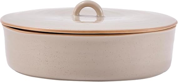 Bico Light Beige 9 inch Stoneware Tortilla Warmer with Lid, Microwave and Dishwasher Safe, Taco Holder for Mexican Fiesta Party, Taco Tuesday, Cinco De Mayo