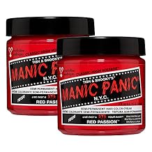 MANIC PANIC Classic Red Passion Semi Permanent Hair Color - Medium Cherry Red Hair Dye for Women & Men That Lasts 4-6 Weeks - Vegan, Ammonia & Cruelty-Free - Create & Mix Custom Shades (4oz / 2pk)
