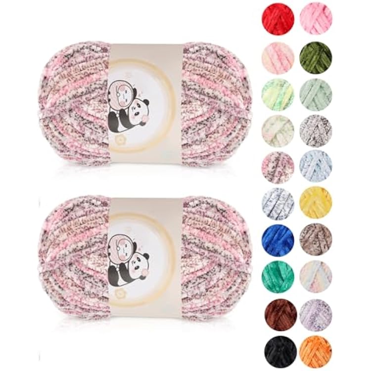 Aeelike Chenille Yarn for Knitting, Soft Chunky Wool Chenille Fluffy, Velvet Wool Chenille Crochet Fluffy for Crochet, Warm Plush Chenille Ball for Scarves, Blankets, Rose Gold