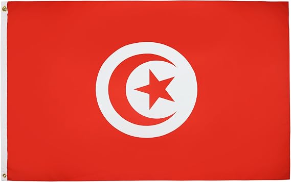 AZ FLAG Tunisia Flag 3x5 ft Tunisian Light Polyester 2 Grommets | Indoor use 150x90 cm decorative flag double stitched seams and reinforced edges with metal grommets