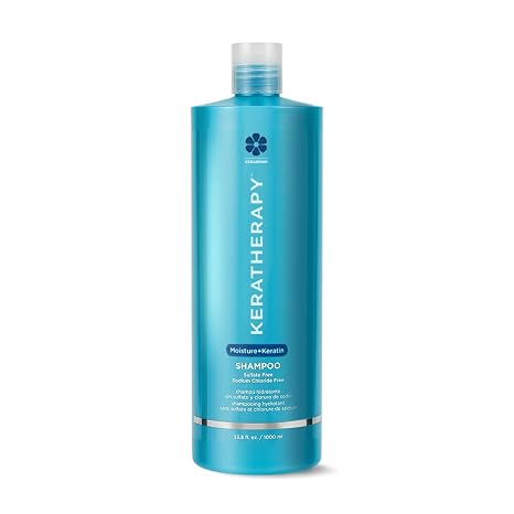 KERATHERAPY Keratin Infused Moisture Shampoo, 33.8 fl. oz., 1000 ml - Anti Frizz Moisture Shampoo for Oily Scalp and Dry Ends - Kerabond Technology, Aloe Vera, Willow Bark - Sulfate & Paraben Free