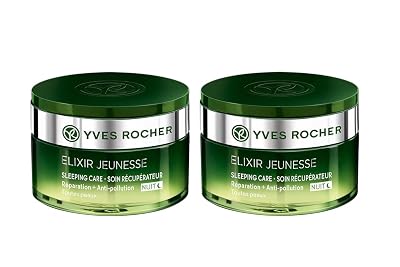 Yves Rocher Elixir Jeunesse Sleeping Care Repair Anti-pollution Night Cream All skin Types Set of 2-50 ml.1.7 fl.oz.