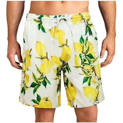 MCULIVOD Mens Swim Trunks Quick Dry Shorts Beach Surf Lemon Printed Board Shorts Swimwear Bathing Suits with Pockets