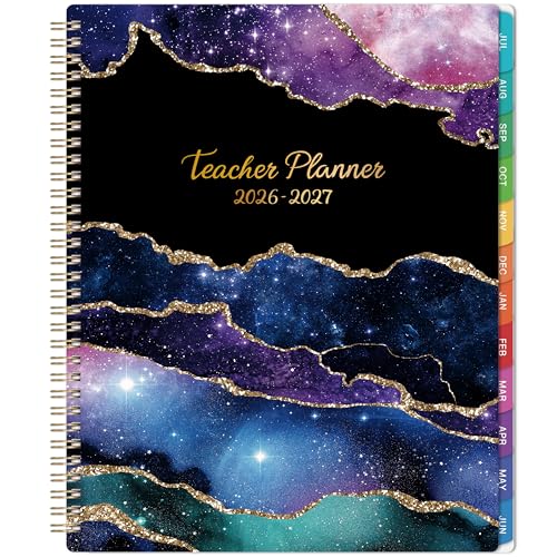 Teacher Planner 2026-2027, Lesson Plan Book 2026-2027, JUL 2026 - JUN 2027, Teacher Lesson Plan Book, School Schedules Academic Planner, 8.5 x 11, Colorful Monthly Tabs, Back Pocket