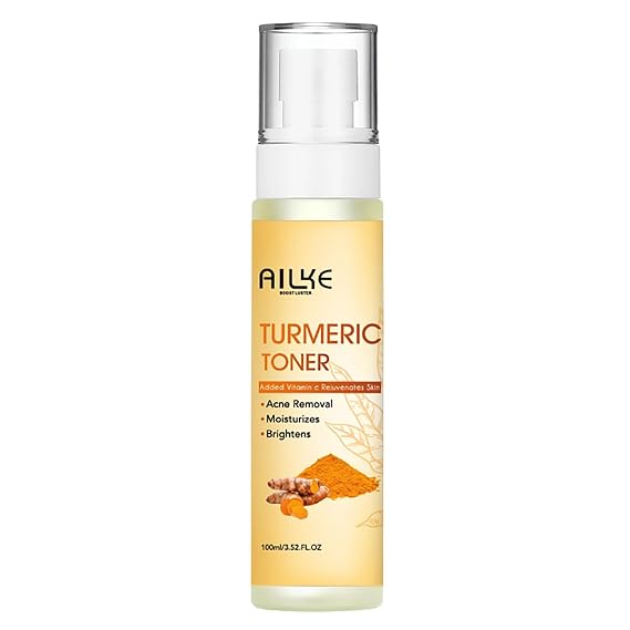 AILKE Natural Turmeric Face Toner, Brightening, Hydrating, Rejuvenate Skin, Acne & Pimples Removal, Clean Skin With Vitamin C, For All Skin Types, 3.52 fl oz (Pack of 1)