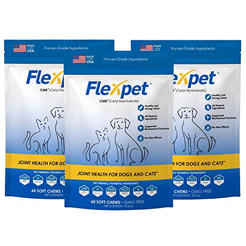 Hip & Joint Supplement for Dogs & Cats with Cetyl Myristoleate, Glucosamine, Collagen, MSM - Max Strength Joint Support for Mobility, Senior Pets, Large Breeds - 180 Soft Chews BaconCheese