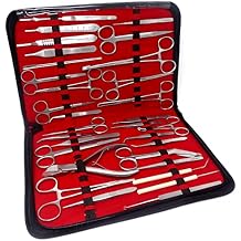 Premium A2ZSCILAB 72 Pieces Veterinary Needle Holder Scissors Hemostat Forceps Tweezers Scalpel Handles Blades Instruments (All in One)- Zipper Case