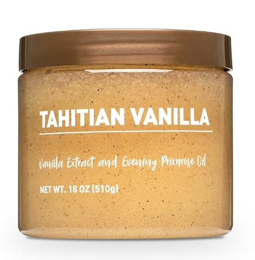 Tahitian Vanilla Shea~Sugar Scrub with Vanilla Extract and Evening Primrose Oil, 18 oz- 1 pack