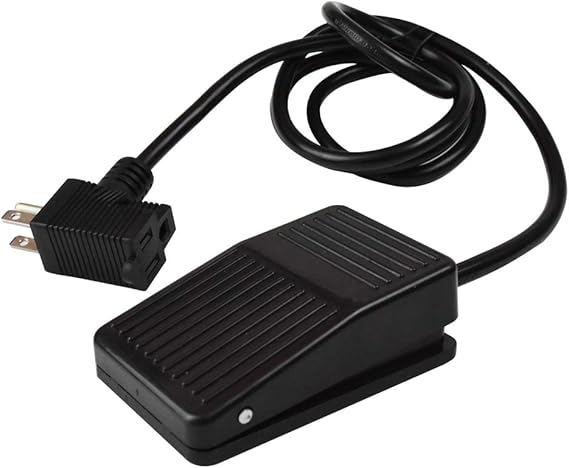 Foot Switch, Foot Operated Pedal Controller Power Switch Woodworking Machine Control, 5-ft Cable with Piggyback Plug, Deadman Style