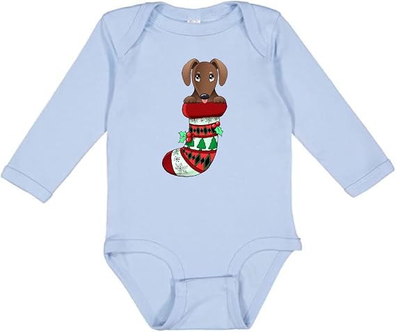 inktastic Dachshund in a Christmas Holiday Stocking Long Sleeve Creeper