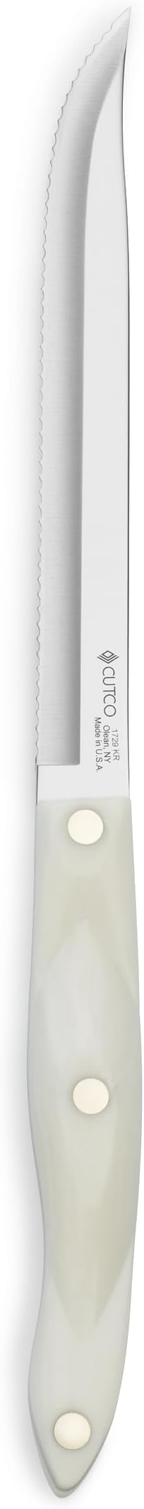 CUTCO Model 1729 Petite Carver with Double-D serrated blade and white (pearl) handle