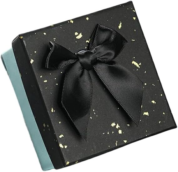 Paper Packaging Box Decorative Cute Protective Rectangular Jewellery Watch Earring Gift Case Container Wrapping, Black