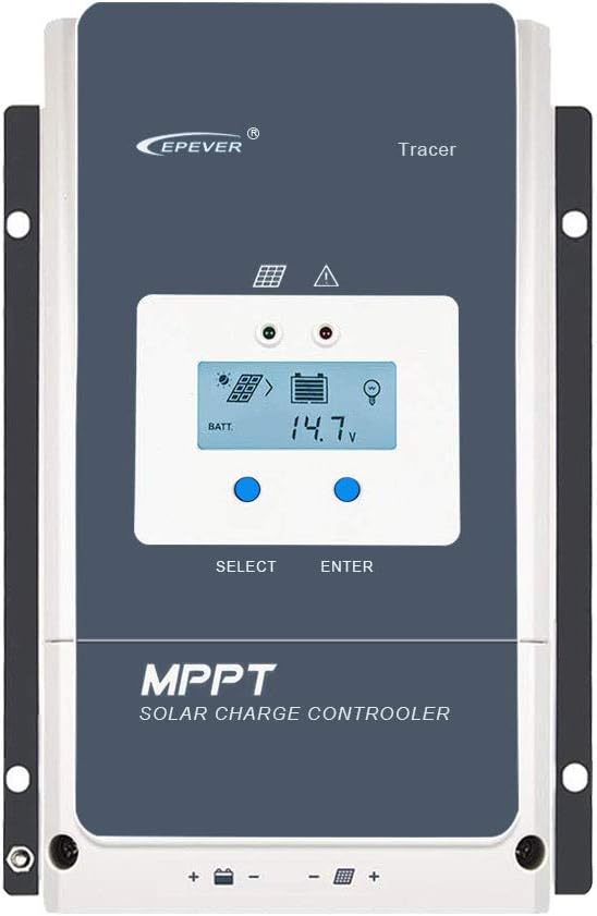 EPEVER 60A MPPT Solar Charge Controller 12V/24V/36V/48V with LCD Display, Open Circuit Voltage up to 150V for Sealed, GEL, Flooded and User - Tracer 6415AN