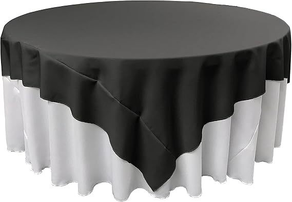 LA Linen Polyester Poplin Washable Square Tablecloth, Stain and Wrinkle Resistant Table Cover 72x72, Fabric Table Cloth for Dinning, Kitchen, Party, Holiday 72 by 72-Inch, Black