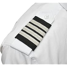 Aero Phoenix Professional Pilot Uniform Epaulets - Four Bars - Captain - Silver Nylon on Dark Navy