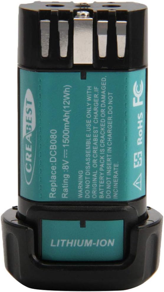 CREABEST 1500mAh 8V MAX Replacement Battery Fits DEWALT DCB080 DW4390
