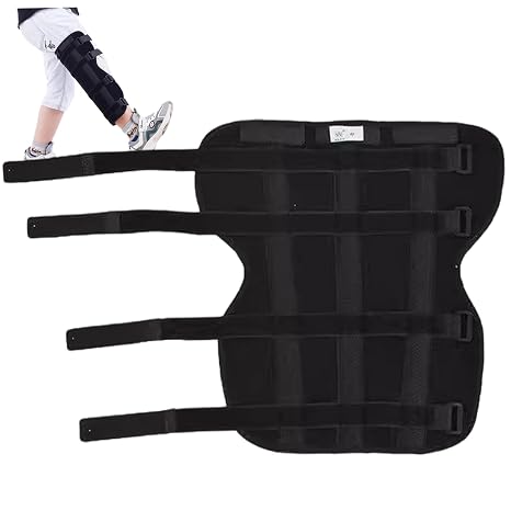 Knee Immobilizer for Kids Adjustable Knee Immobilizer with 3 Aluminium Alloy Plate Breathable Polyester Leg Brace with Fastening Tape, M..