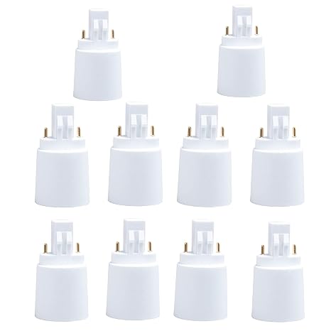 GX23 to E27/E26 LED Light Sockets Adapter, Light Bulb Socket, Bulb Base Adapter, Converters Lamp Holder (Pack of 10)