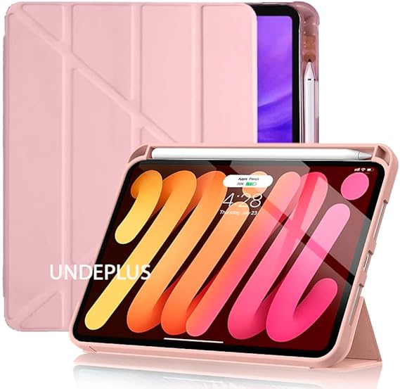 UnDePlus iPad 11.Nesil A16 11inç/10.Nesil 10.9inç ile uyumlu Kılıf Kalem Bölmeli Trifolding Case Rose Gold