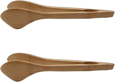 Wooden Tongs For Serving Food, Kitchen Anti-slip Long Toaster Wood Tongs for Cooking, BBQ, Buns, Bread, Steaks, Fruit, Vegetables,Grill - 2Pcs 11.8 Long