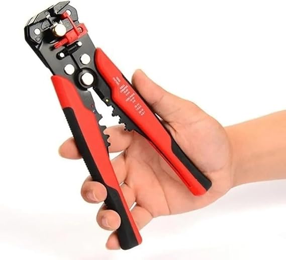 Automatic Wire Stripper 3 in 1 Self-Adjusting Wire Cutter for Electrical Stripping Cable Cutting Crimping Tool from 10-24 AWG Red