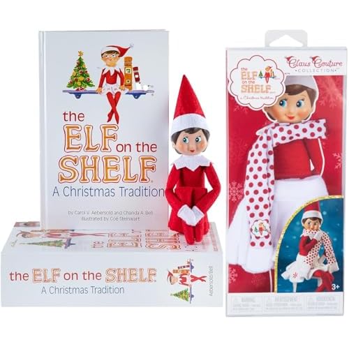 The Elf on the Shelf Christmas Tradition Box Set Girl Scout Elf Blue Eyed, Story Book and Claus Couture Collection Snowflake Skirt and Scarf Multi-Item Bundle