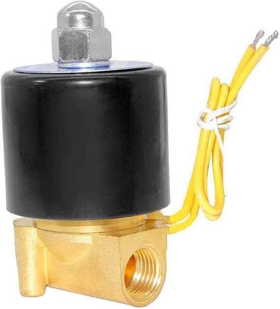 Beduan Brass Electric Solenoid Valve, DC 12V 1/4"NPT Air Valve Normally Colsed for Water Air Gas Fuel Oil Yellow