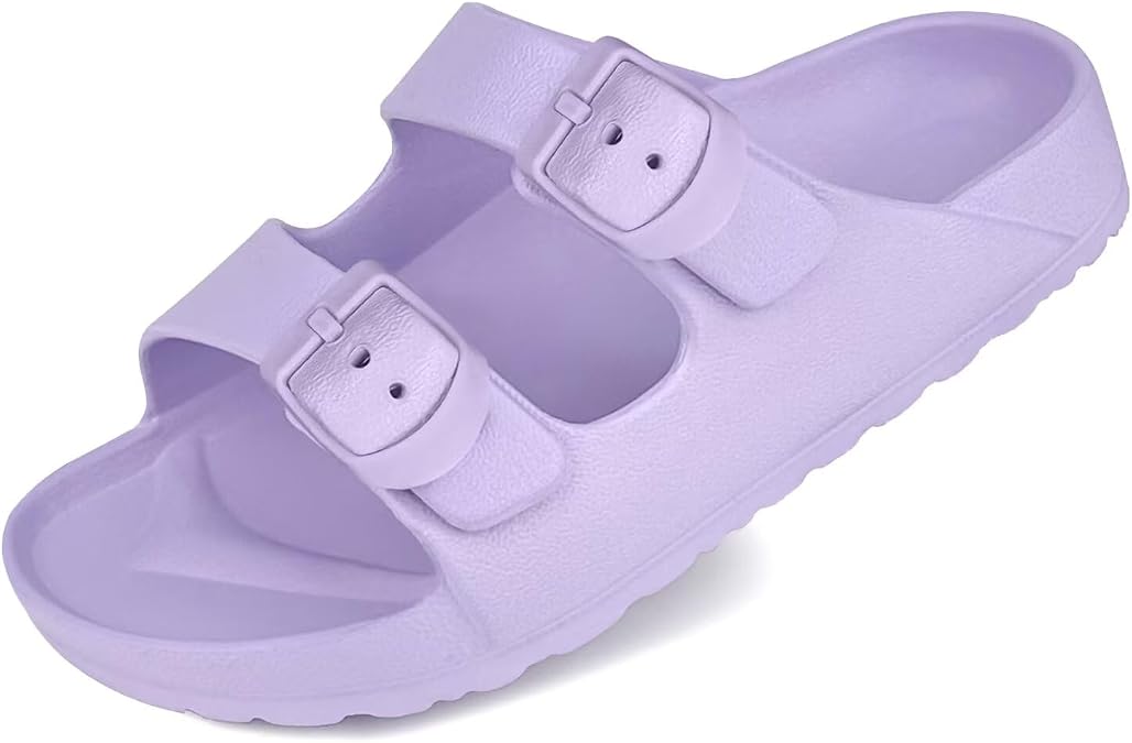 Kids Slides Sandals Double Buckle Adjustable Boys Girls