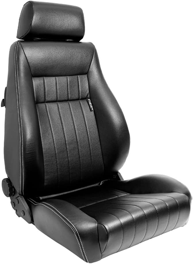 AutoStyle Sports Seats 'Retro' Black Faux Leather + Silver Naten - Double Sided Reclining - Incl. Runners