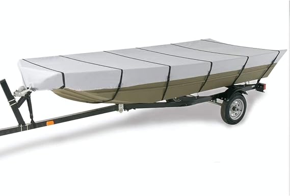 GOODSMANN 300D Trailerable Jon Boat Cover 18 ft 75 in Beam Gray