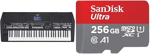 Yamaha PSR-SX600 Digital Keyboard - a Powerful Digital Workstation Keyboard & SanDisk 256GB Ultra microSDXC card + SD adapter up to 150 MB/s with A1 App Performance UHS-I Class 1