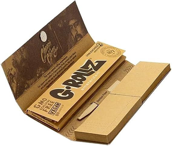 G-Rollz Cheech & Chong Unbleached King Slim Papers + Tips - In da Chair (3 Pack)