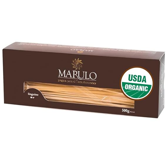 Marulo Organic Italian Linguine Pasta, USDA Organic (12 Pack x 1.1 lb) - Traditional Bronze-Die Cut Artisan Pasta, Product of Campania, Italy
