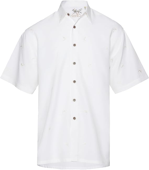 Bamboo Cay Men's Embroidered All Over Sailfish Tropical Button Down Camp Shirt